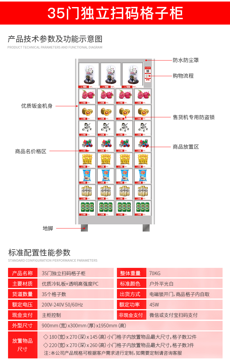 優(yōu)趣生活 自動(dòng)售賣(mài)機(jī) 獨(dú)立掃碼35門(mén)格子柜 無(wú)人新零售(圖2)